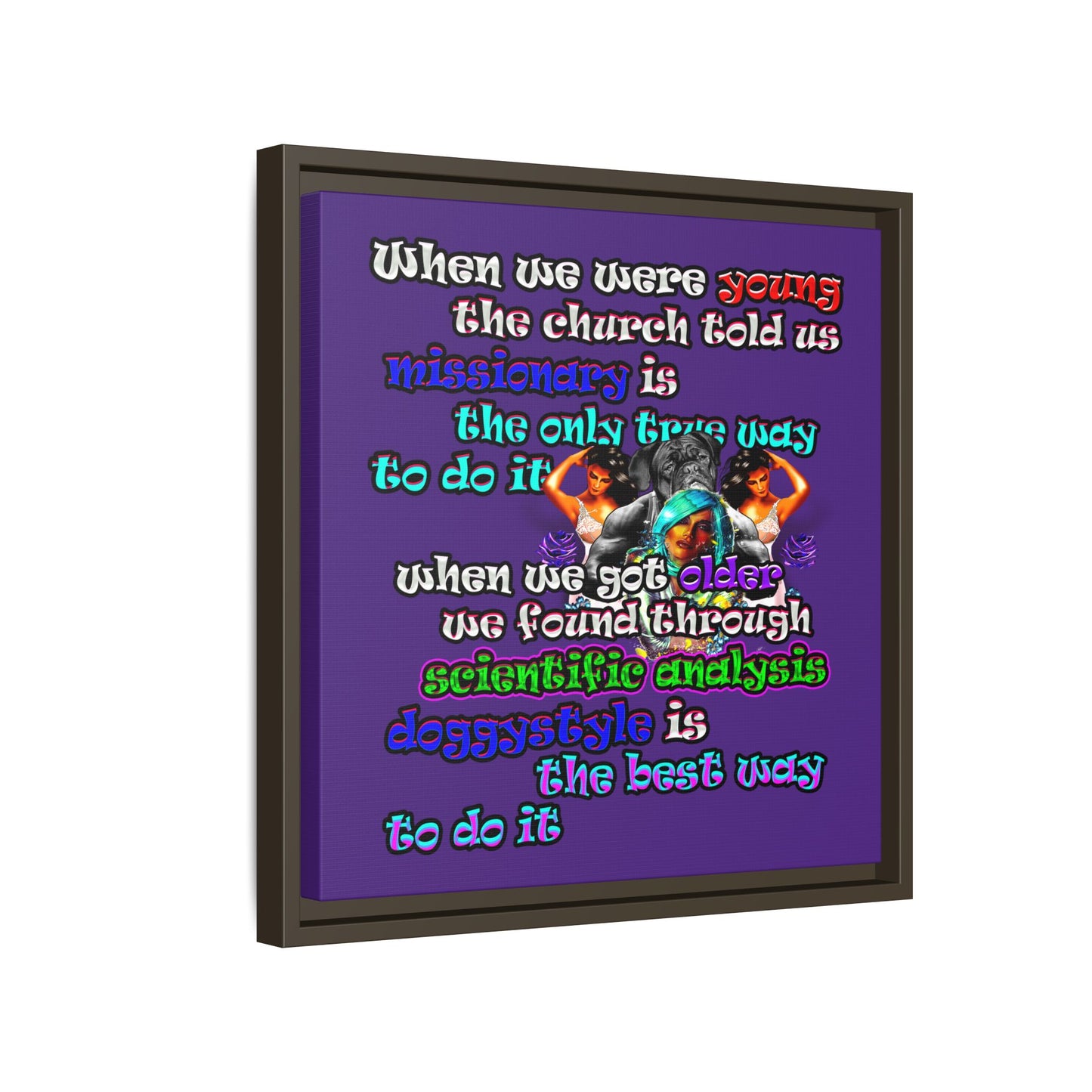doggystyle - framed canvas art (purple)