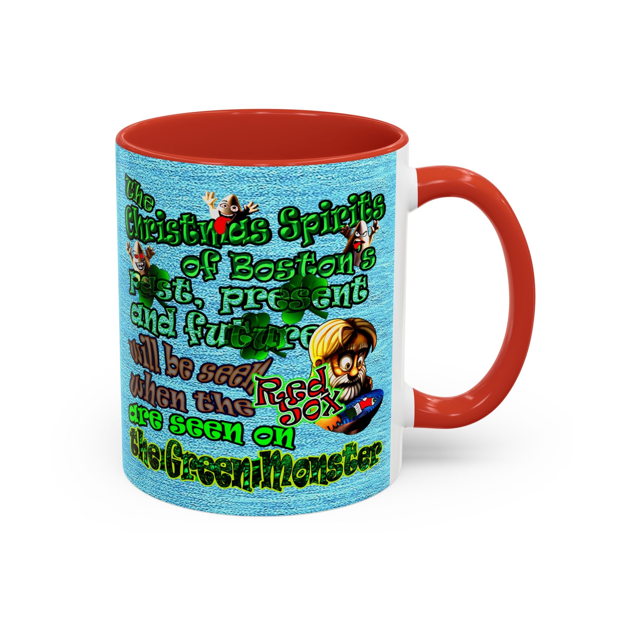 christmas spirits of boston - Accent Mug (faded blue)