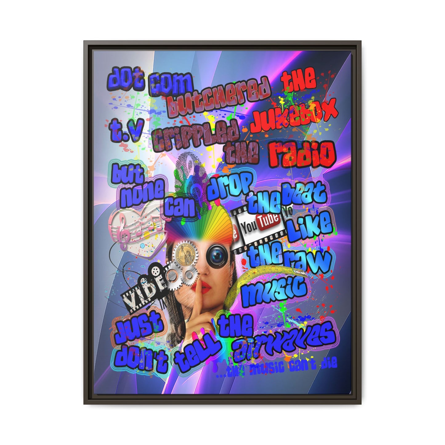 drop the beat - framed canvas art (grey-pink wave)