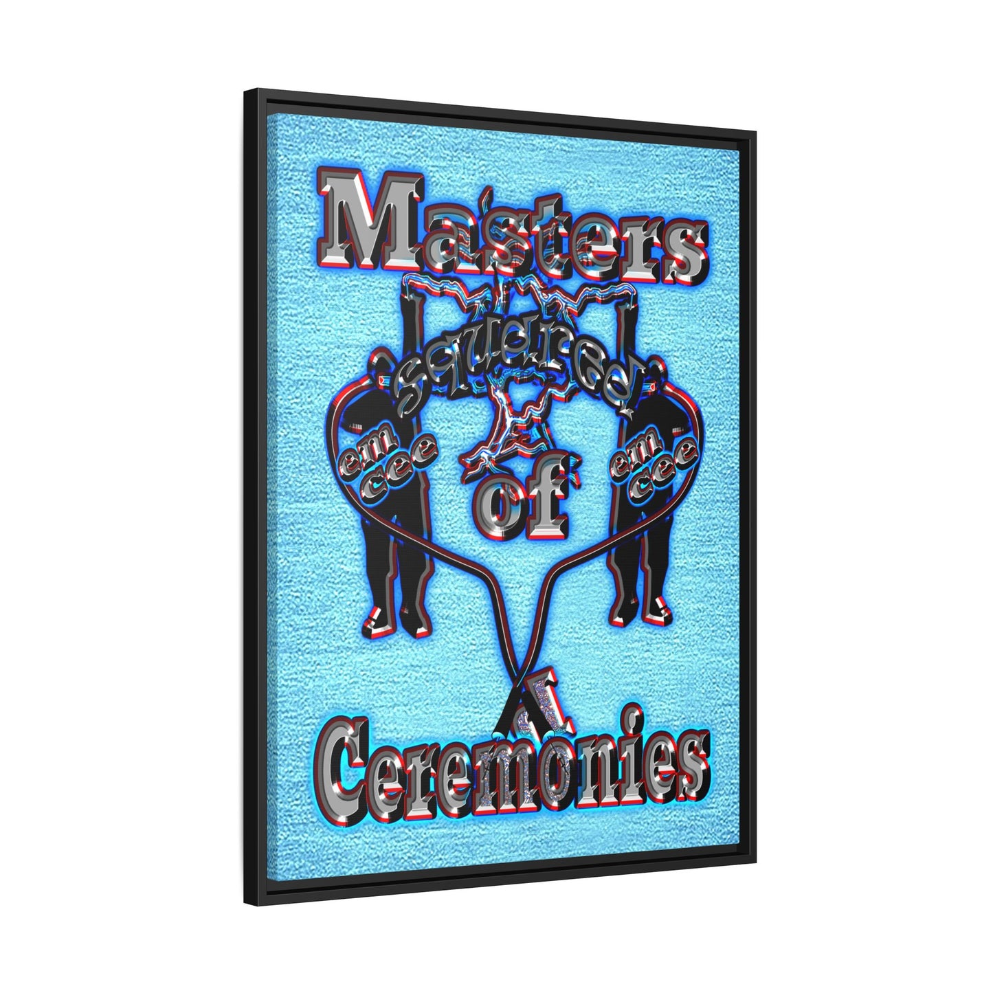 em cee squared - framed canvas art (faded blue)