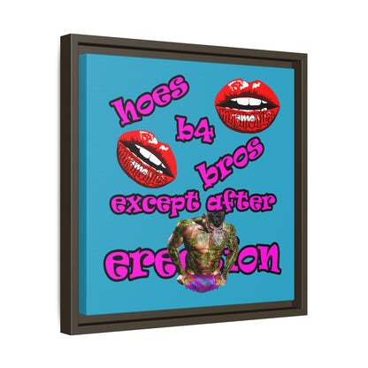 hoes b4 bros - framed canvas art (turquoise)