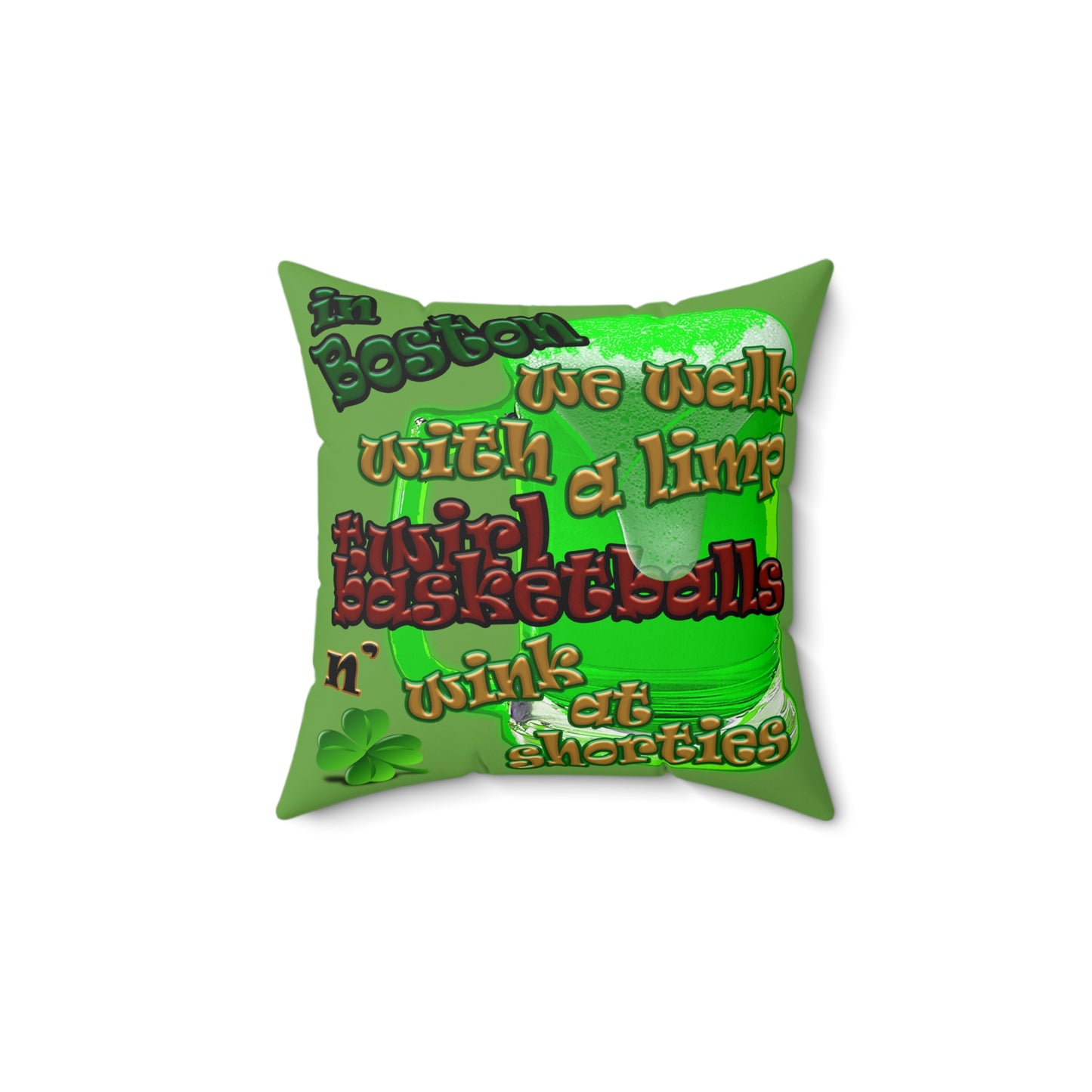 celtics logo - Spun Polyester Square Pillow - (green)