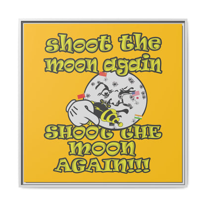 shoot the moon again - framed canvas art (yellow)