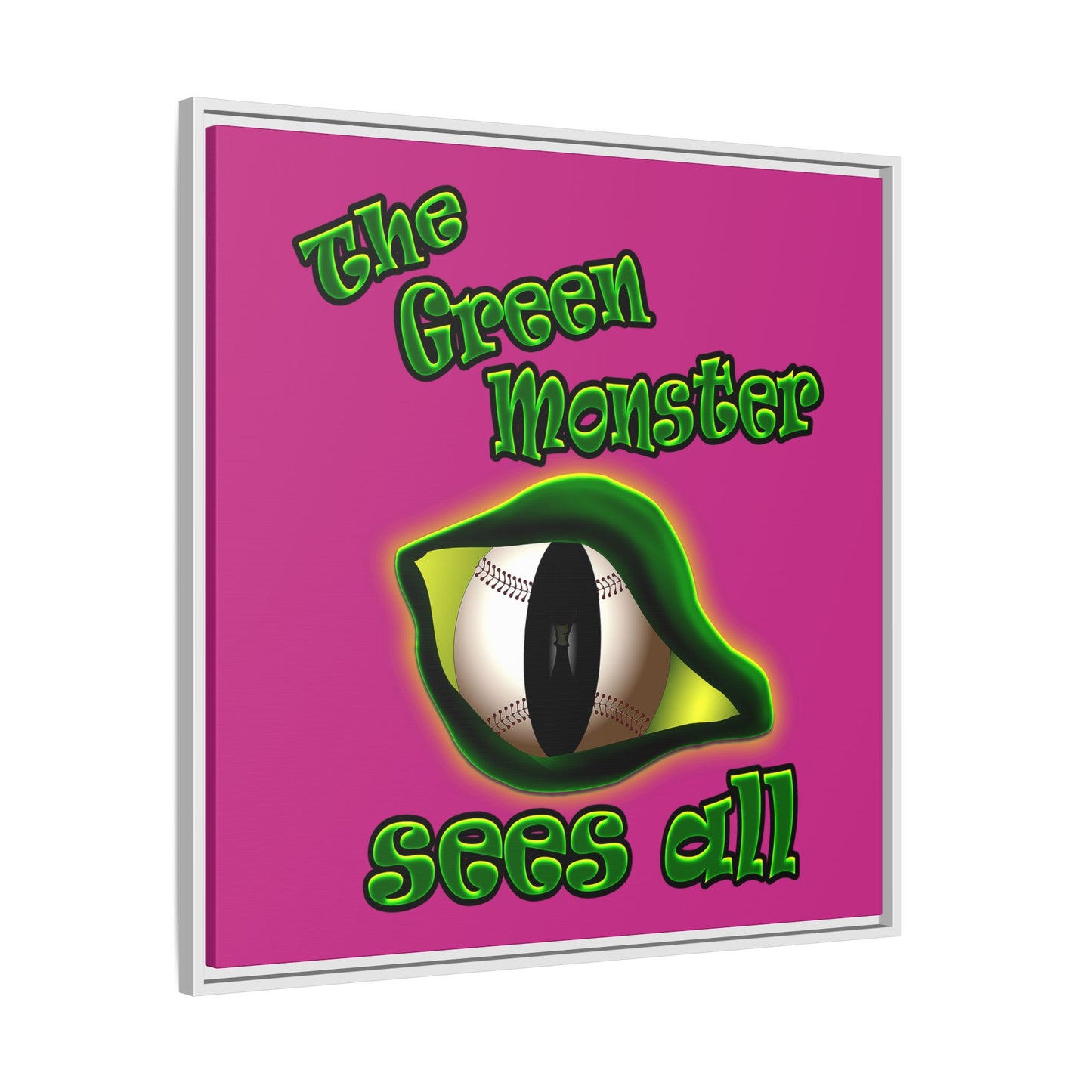 green monster - framed canvas art (pink)