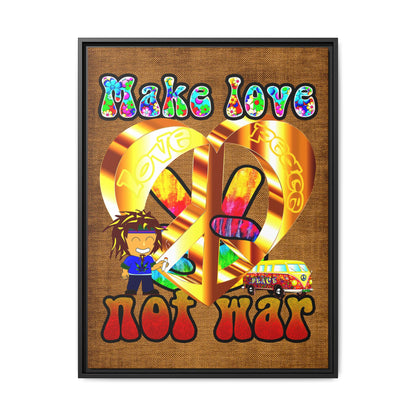 love peace - framed canvas art (brown papyrus)
