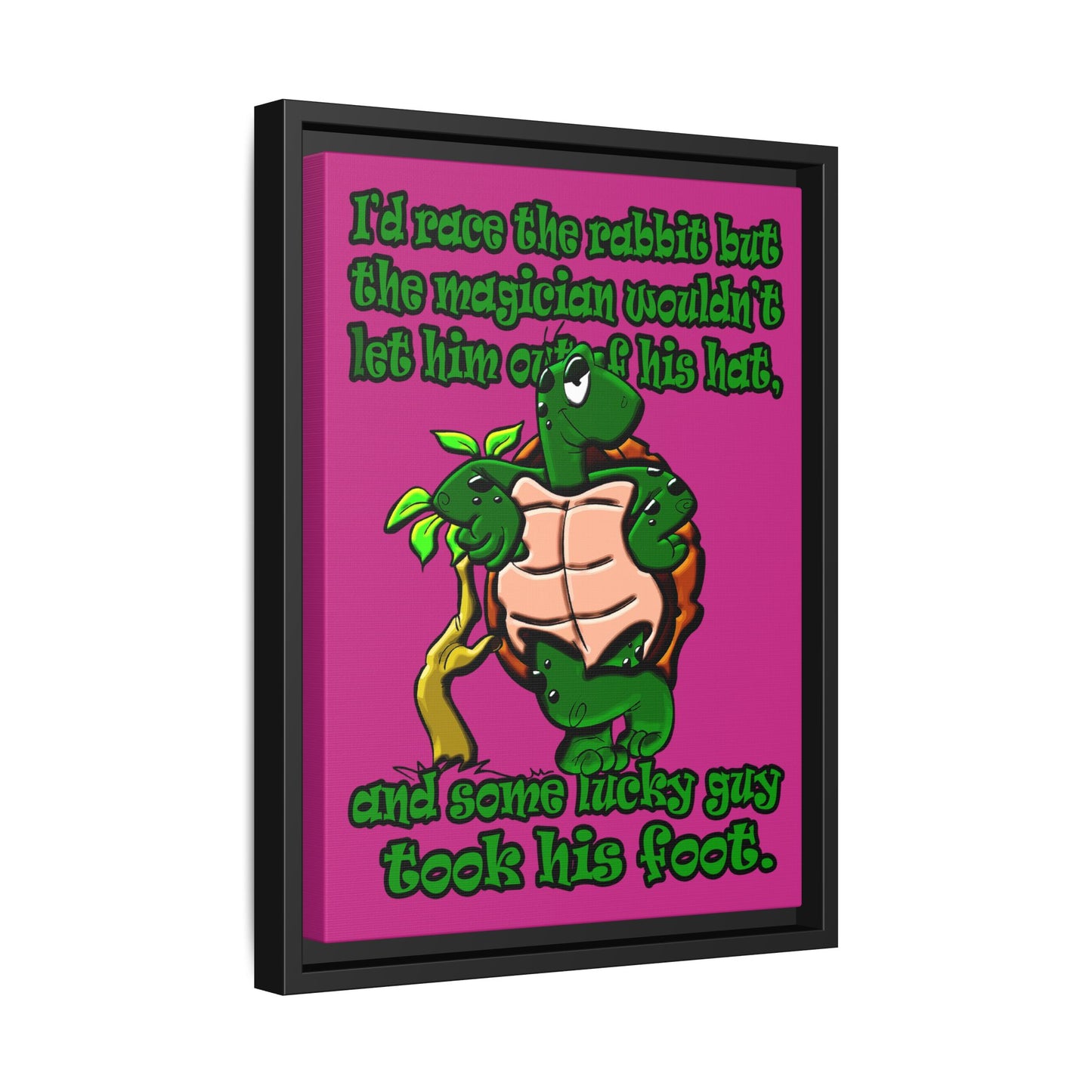 turtle race - framed canvas art (pink)