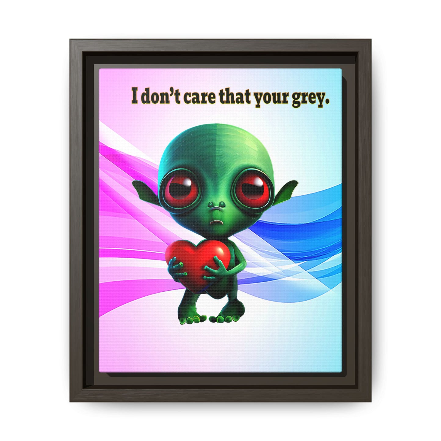 I don't care that your grey - framed canvas art (light blue-pink wave)