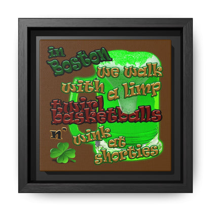 celtics logo - framed canvas art (brown)