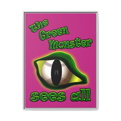 green monster - framed canvas art (pink)
