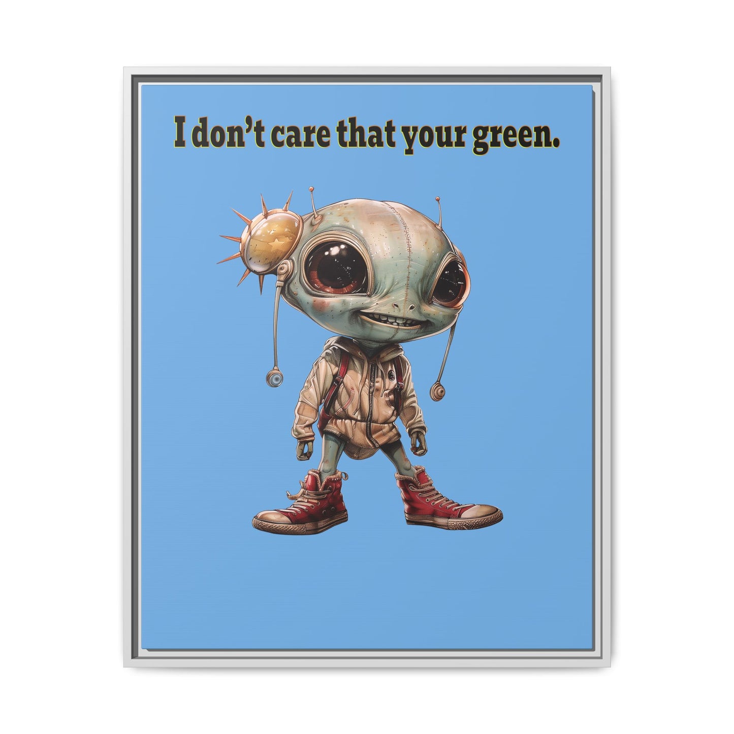 I don't care that your green - framed canvas art (light blue)