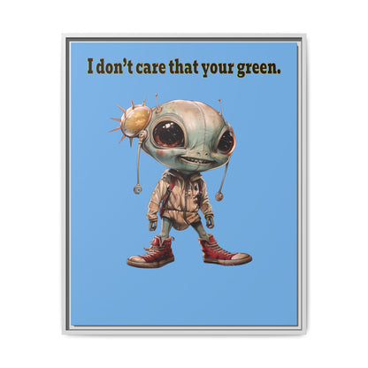 I don't care that your green - framed canvas art (light blue)