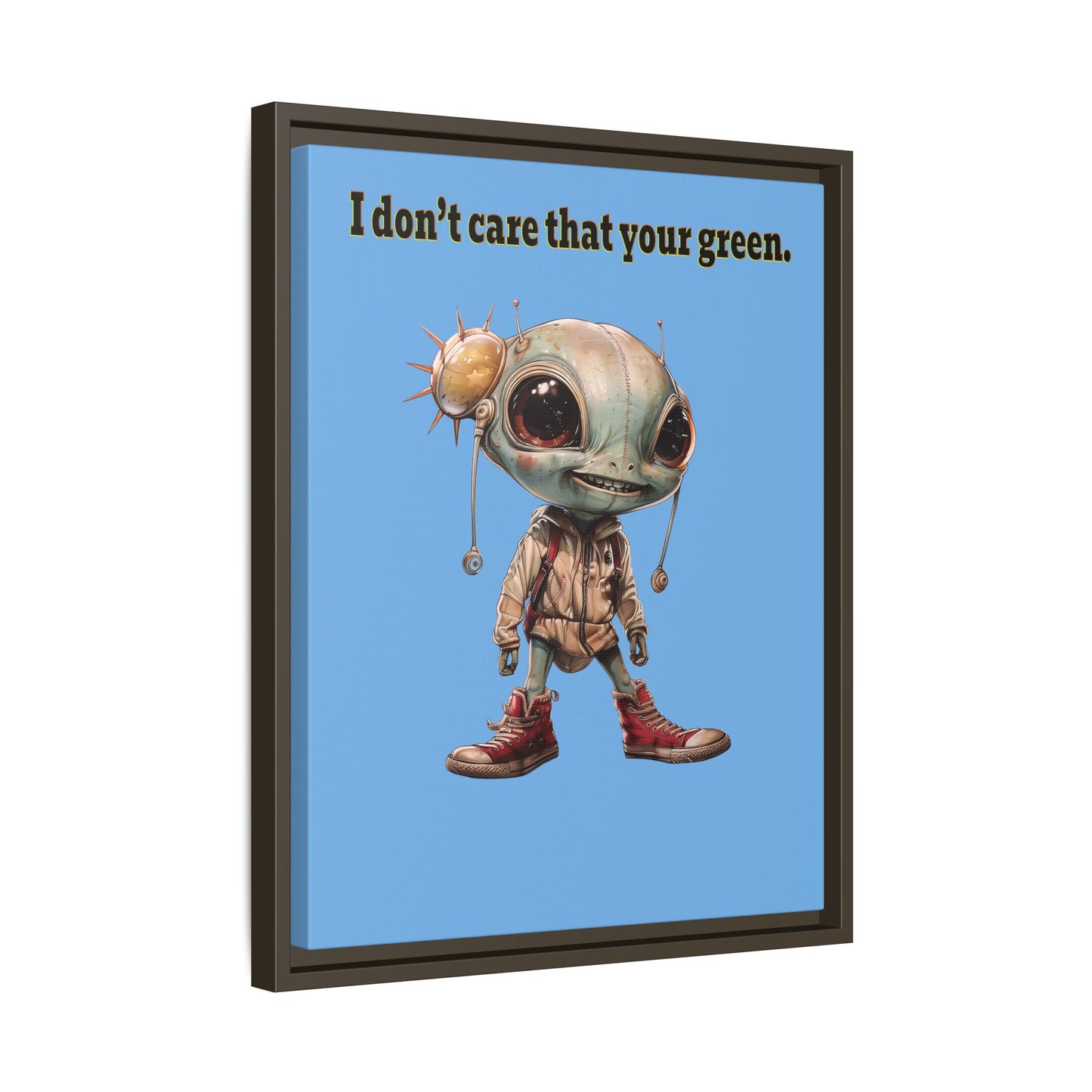 I don't care that your green - framed canvas art (light blue)