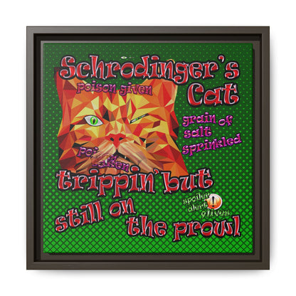schrodinger's cat - framed canvas art (logo green)