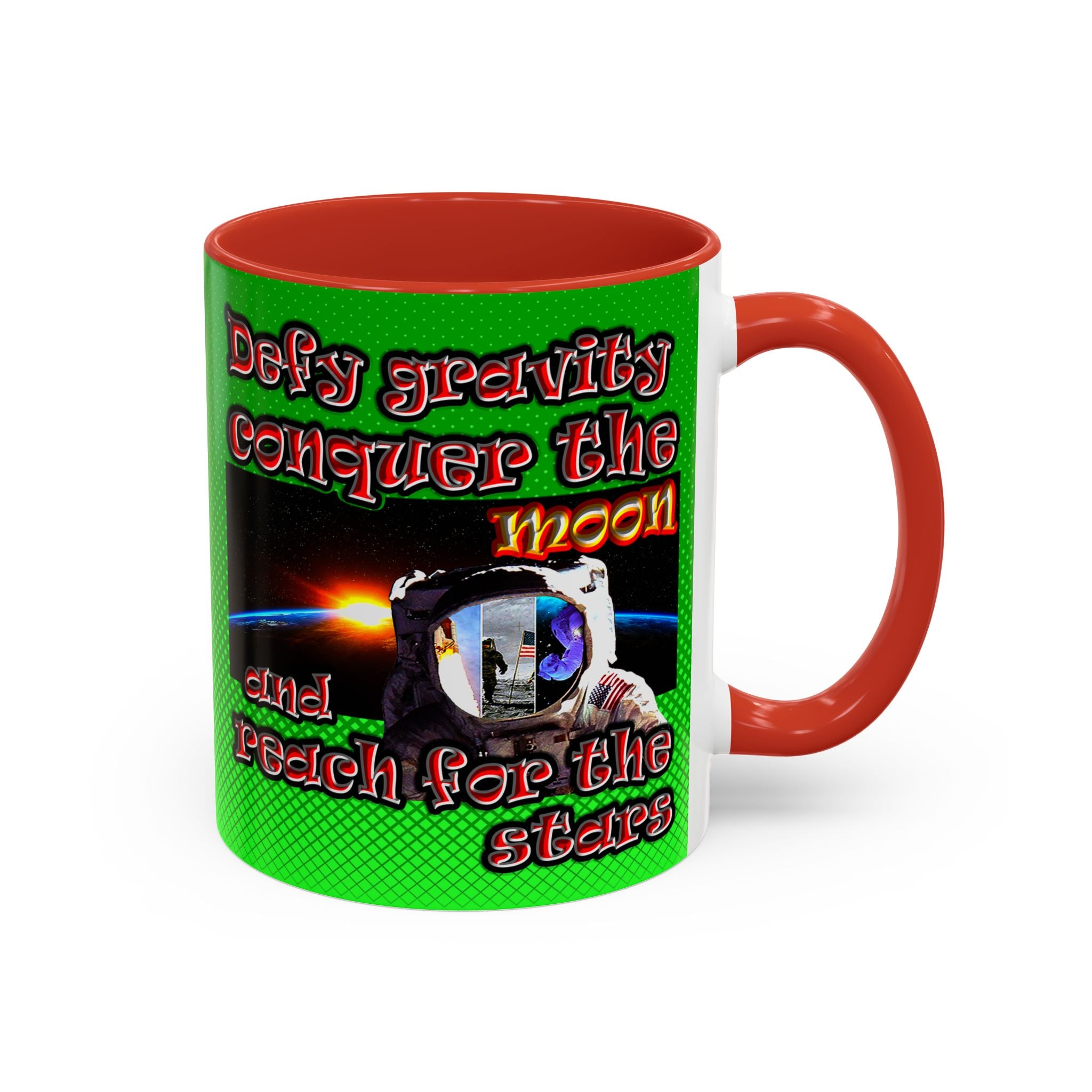 defy conquer reach - Accent Mug (logo green)