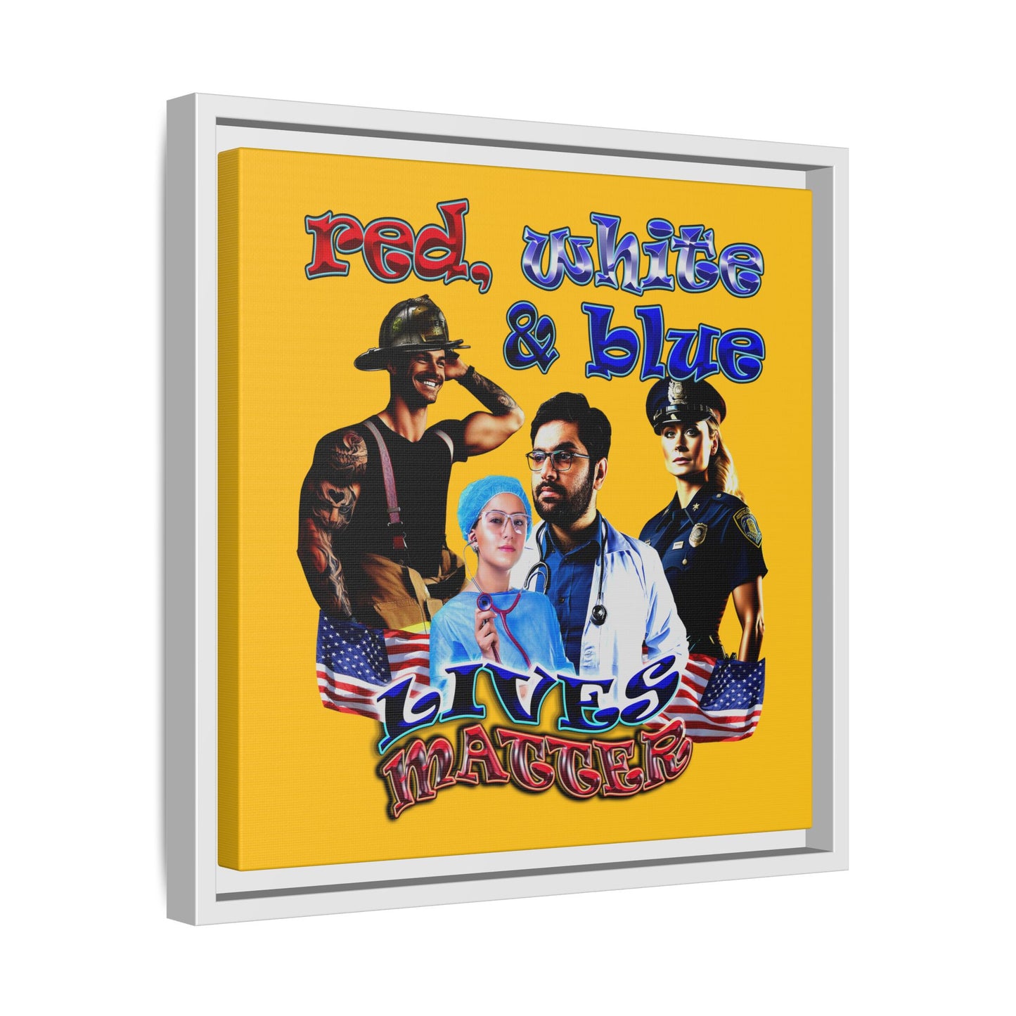 rw&b lives matter - framed canvas art (yellow)