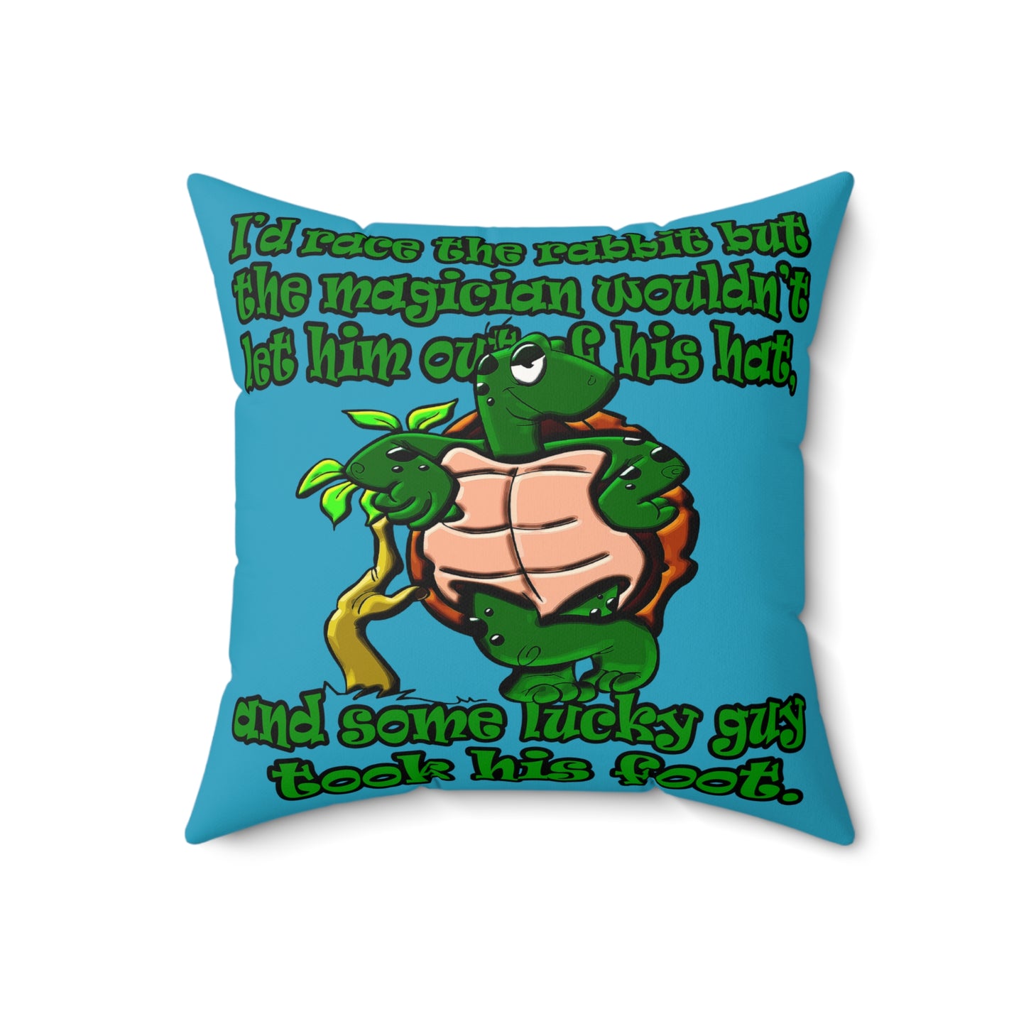 turtle race - Faux Suede Square Pillow - (turquoise)