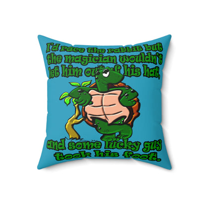 turtle race - Faux Suede Square Pillow - (turquoise)