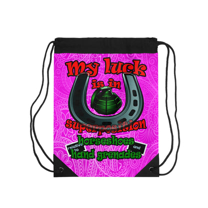 my luck - Drawstring Bag (pink swirl)
