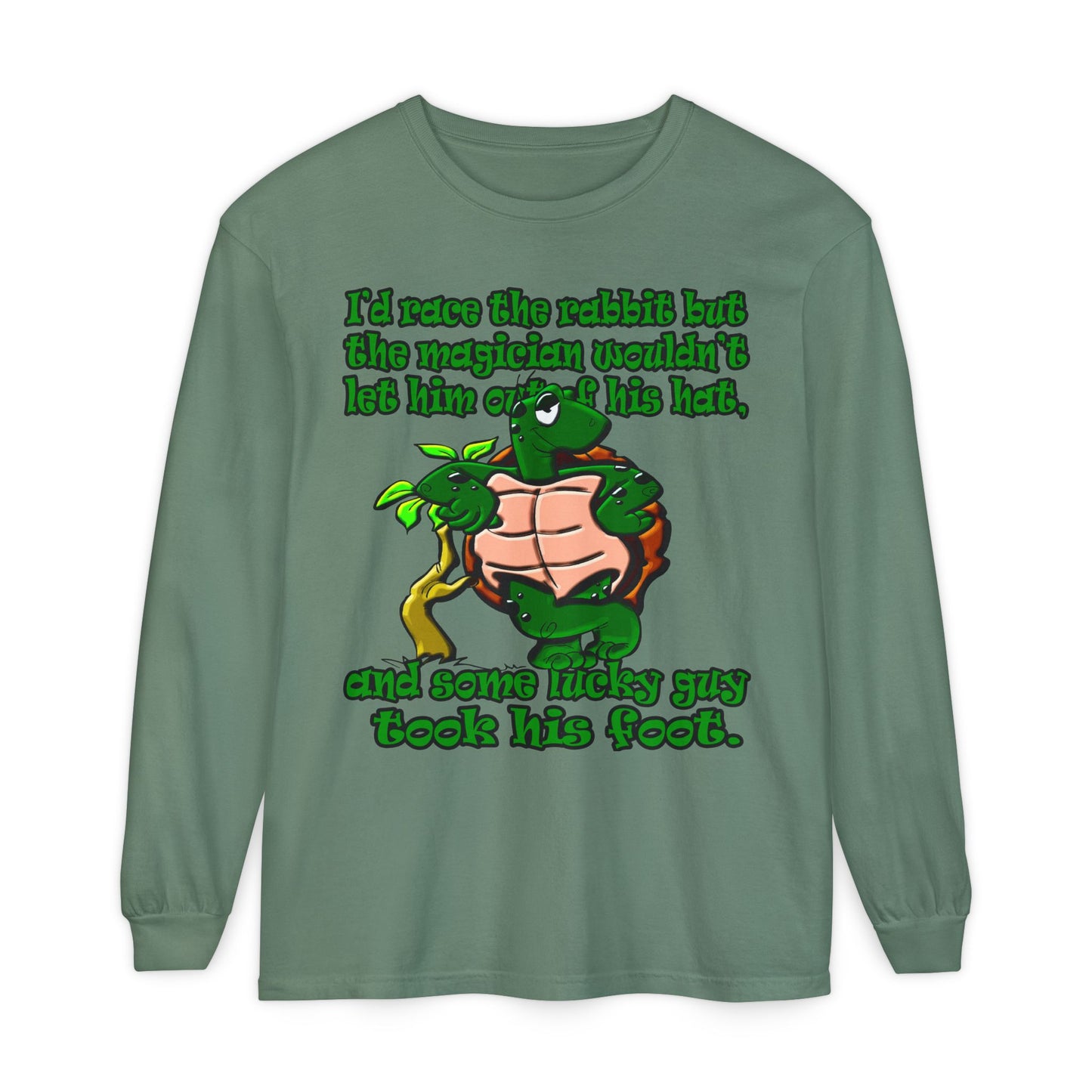 turtle race - Unisex Garment-dyed Long Sleeve T-Shirt