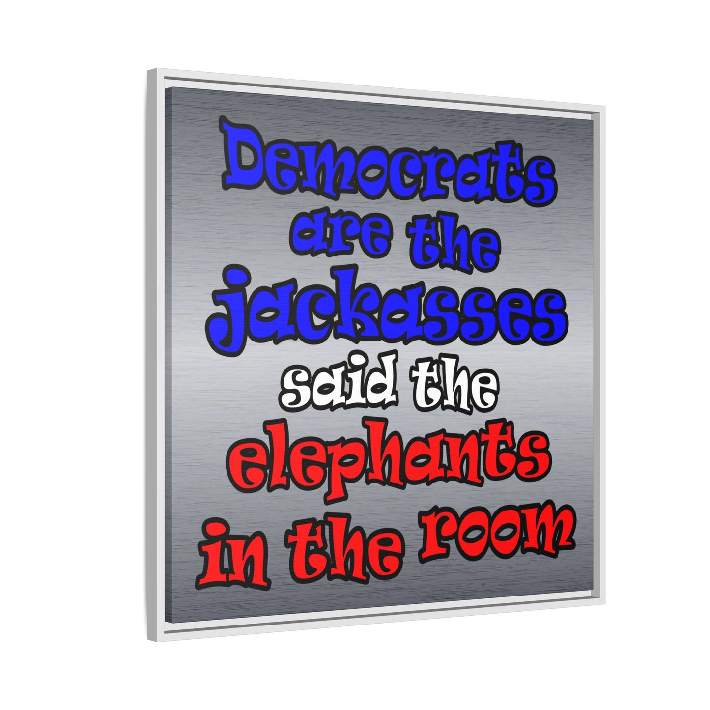 donkeys and elephants - framed canvas art (brushed nickel)