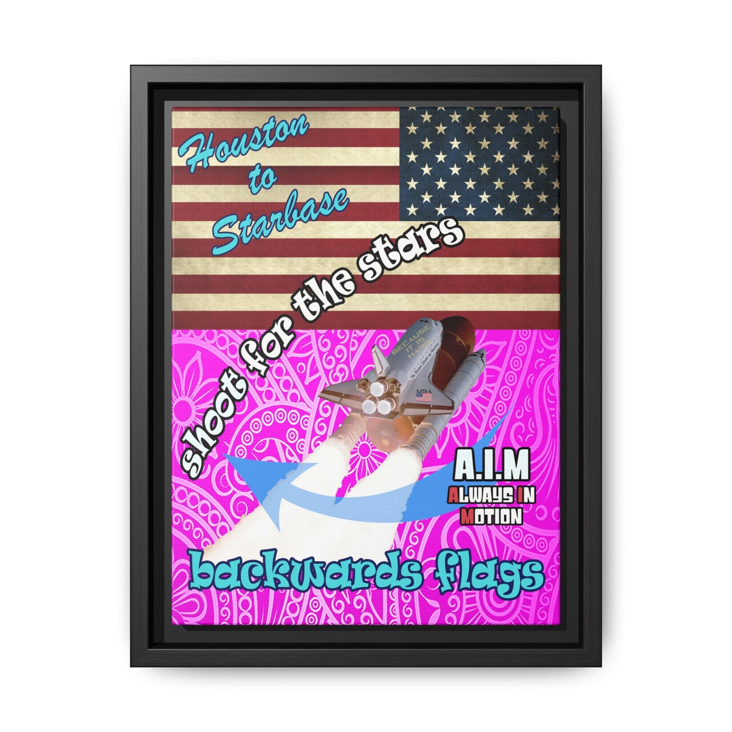 shoot for the stars - framed canvas art (pink swirl)