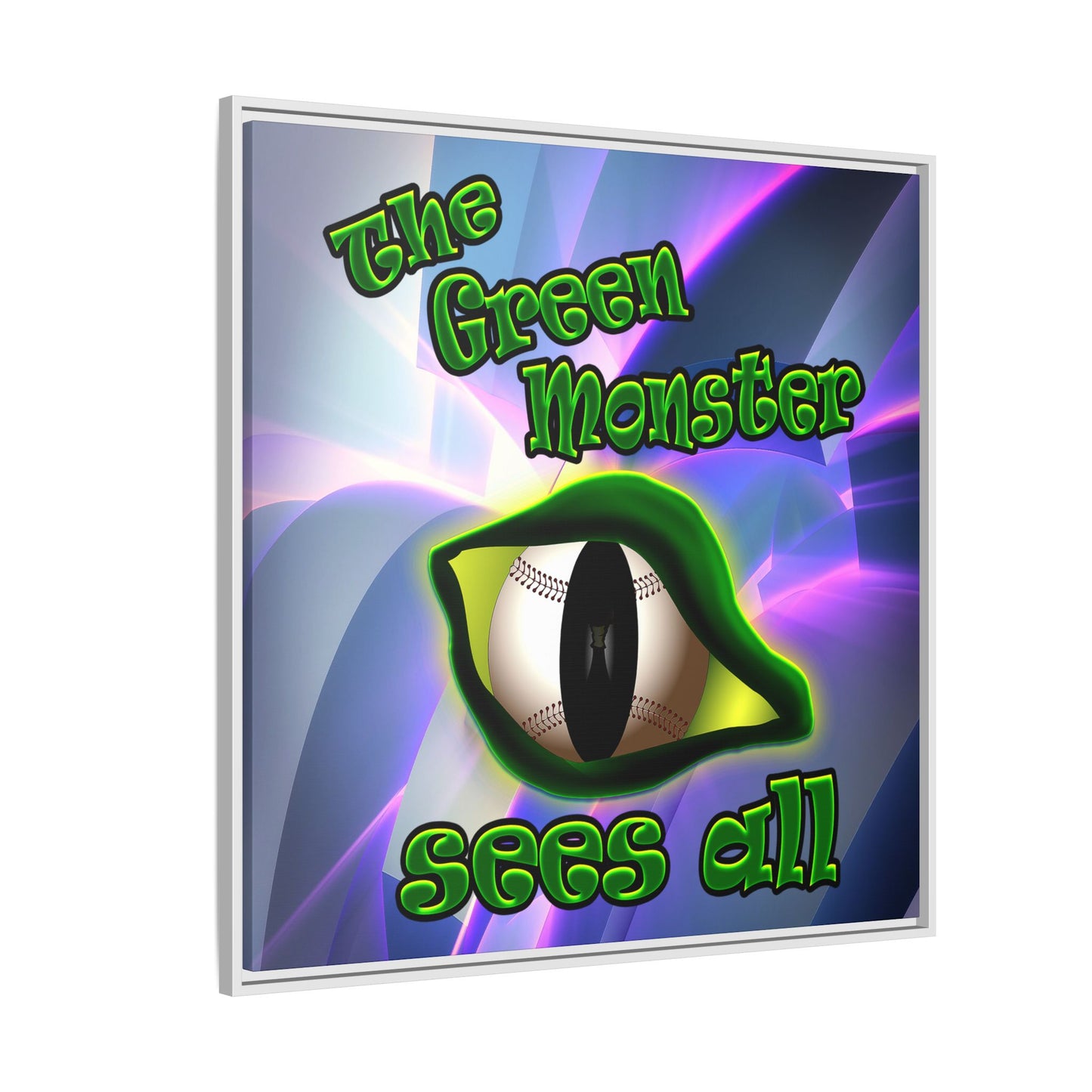 green monster - framed canvas art (grey-pink wave)