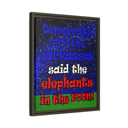 donkeys and elephants - framed canvas art ('snoops' background)