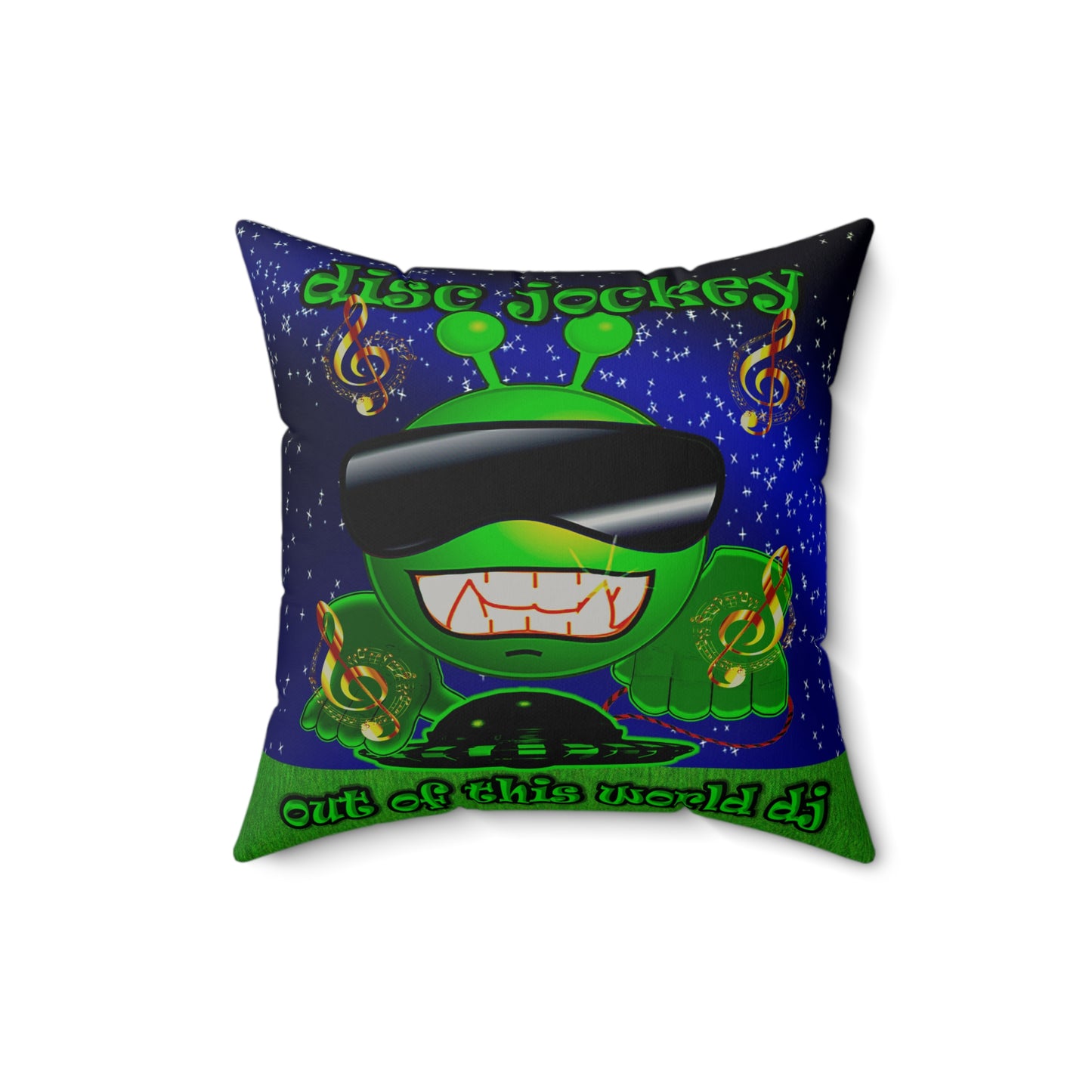 disc jockey - Faux Suede Square Pillow - ('snoops' background)