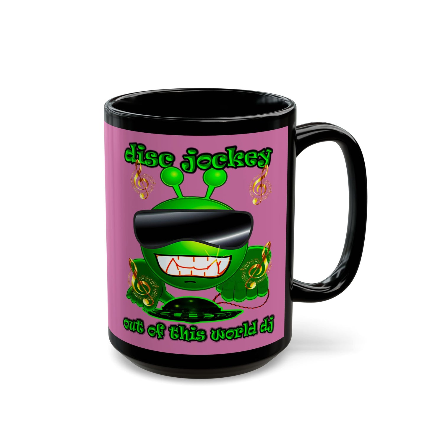 disc jockey - Black Mug (light pink)