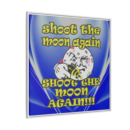 shoot the moon again - framed canvas art (blue-white wave)