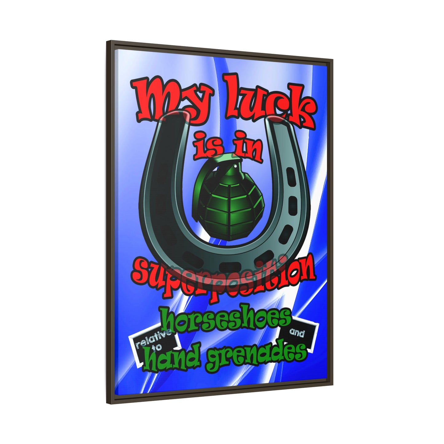 my luck - framed canvas art (blue-white wave)