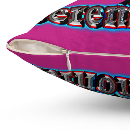 em cee squared - Spun Polyester Square Pillow - (pink)