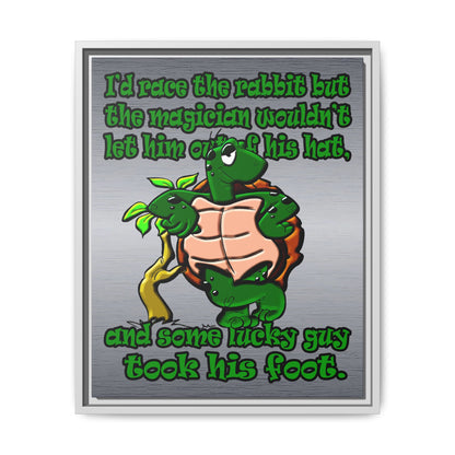 turtle race - framed canvas art (brushed nickel)