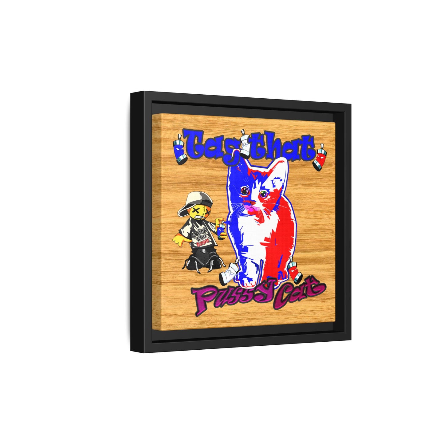 tag that - framed canvas art (butterscotch wood finish)