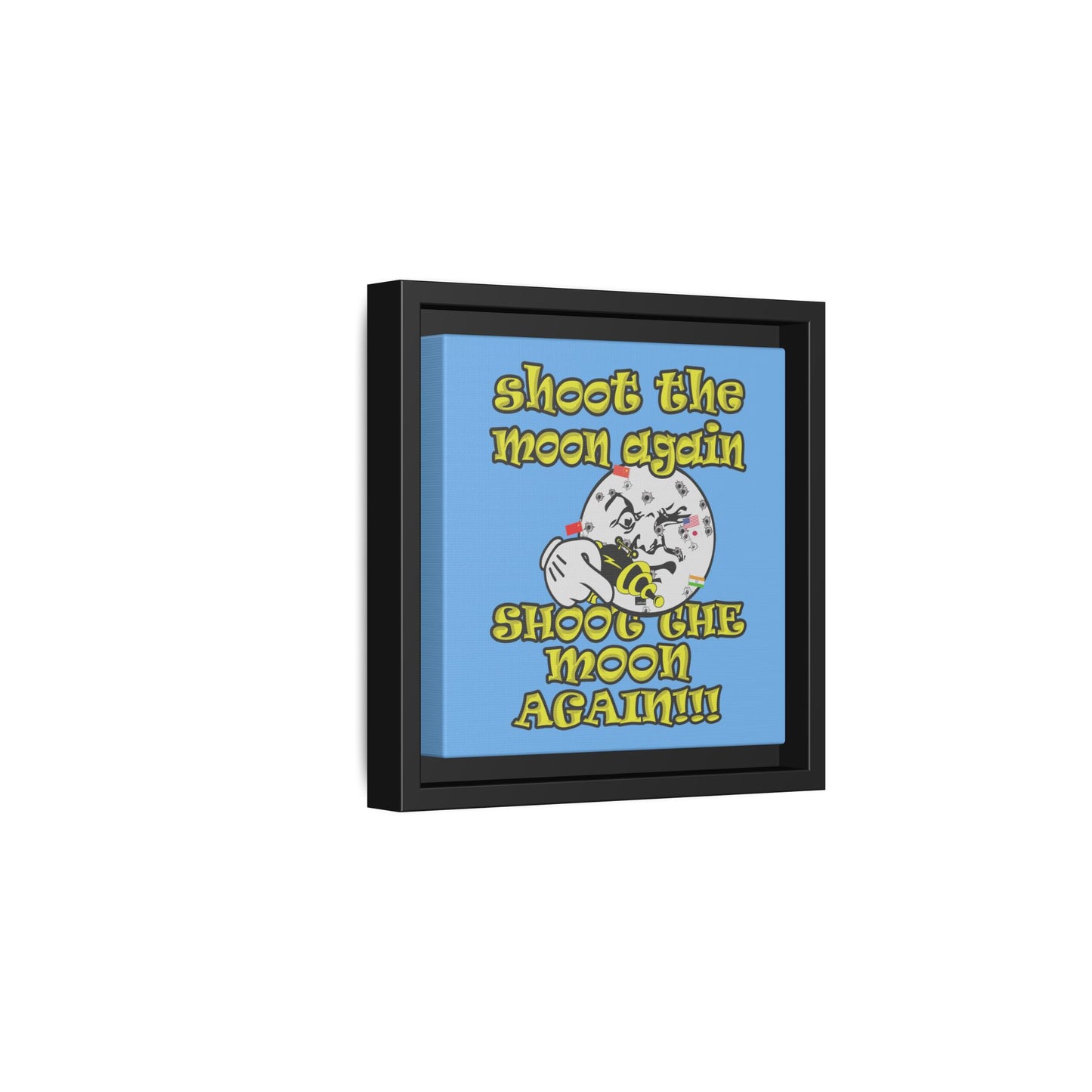 shoot the moon again - framed canvas art (light blue)