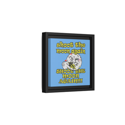 shoot the moon again - framed canvas art (light blue)