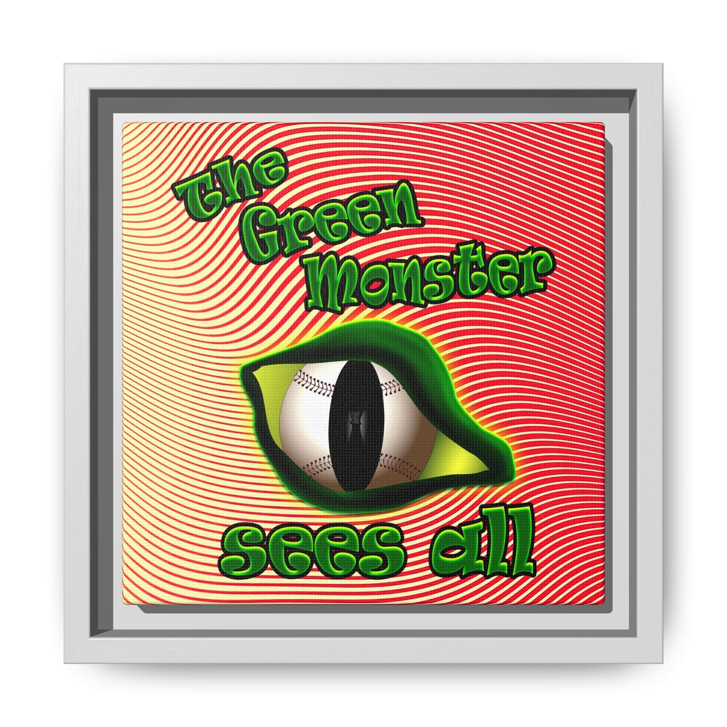 green monster - framed canvas art (yellow-orange wave)