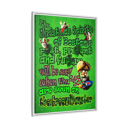 christmas spirits of boston - framed canvas art (green turf)