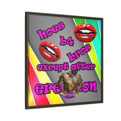 hoes b4 bros - framed canvas art (rainbow split)