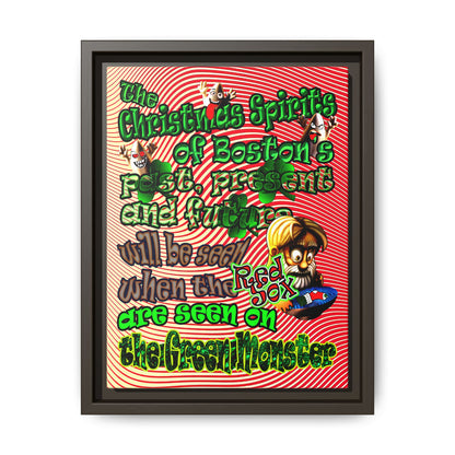 christmas spirits of boston - framed canvas art (yellow-orange wave)