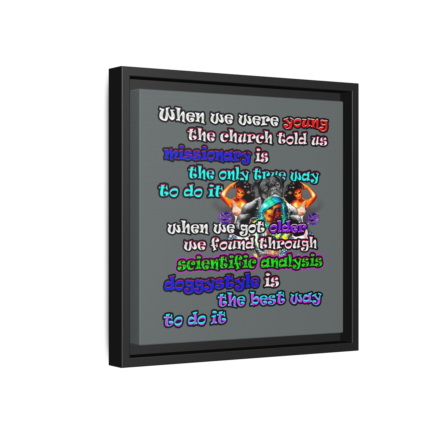 doggystyle - framed canvas art (dark grey)