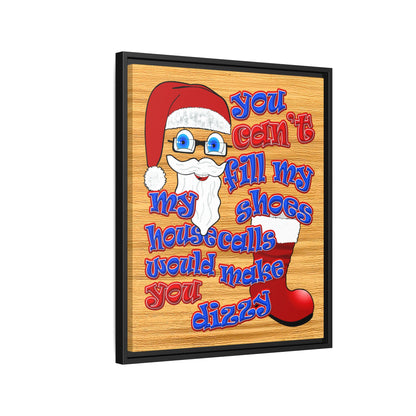 santa's shoes - framed canvas art (butterscotch wood finish)