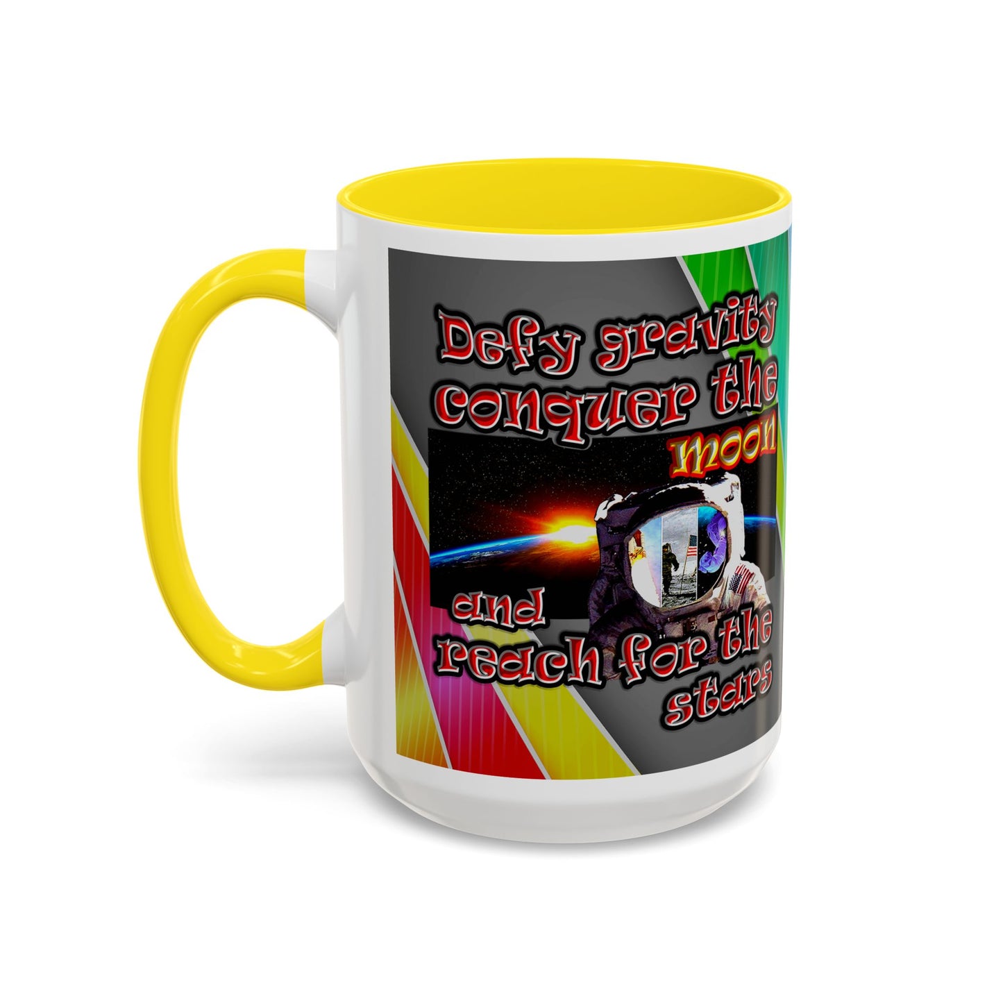 defy conquer reach - Accent Mug (rainbow split)