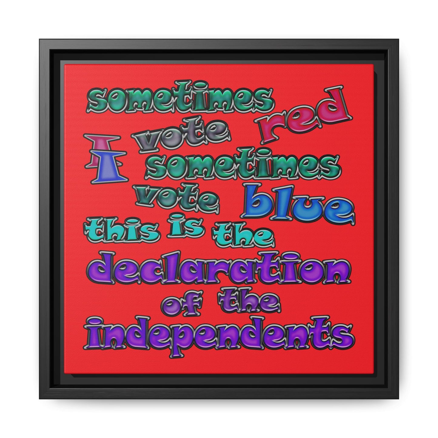 declaration of the independents - framed canvas art (red)