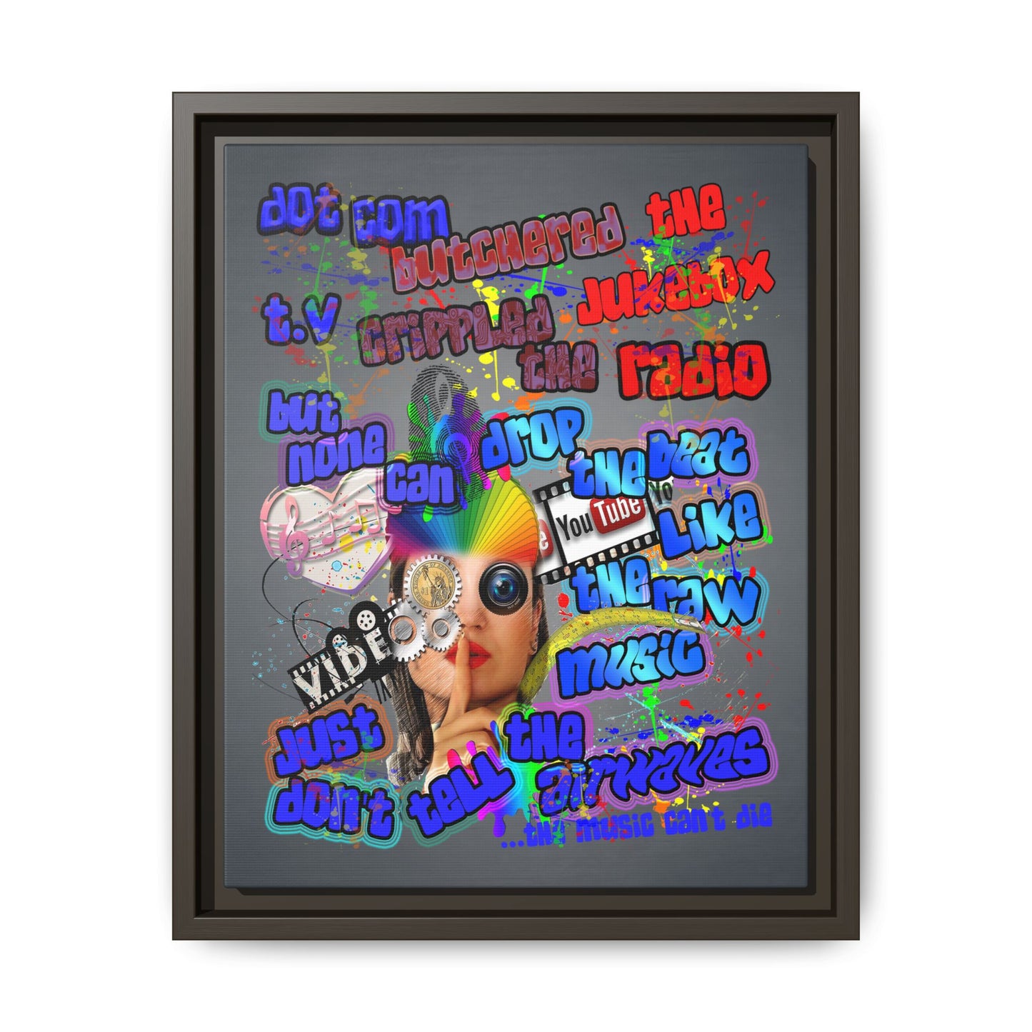 drop the beat - framed canvas art (grey-light grey)