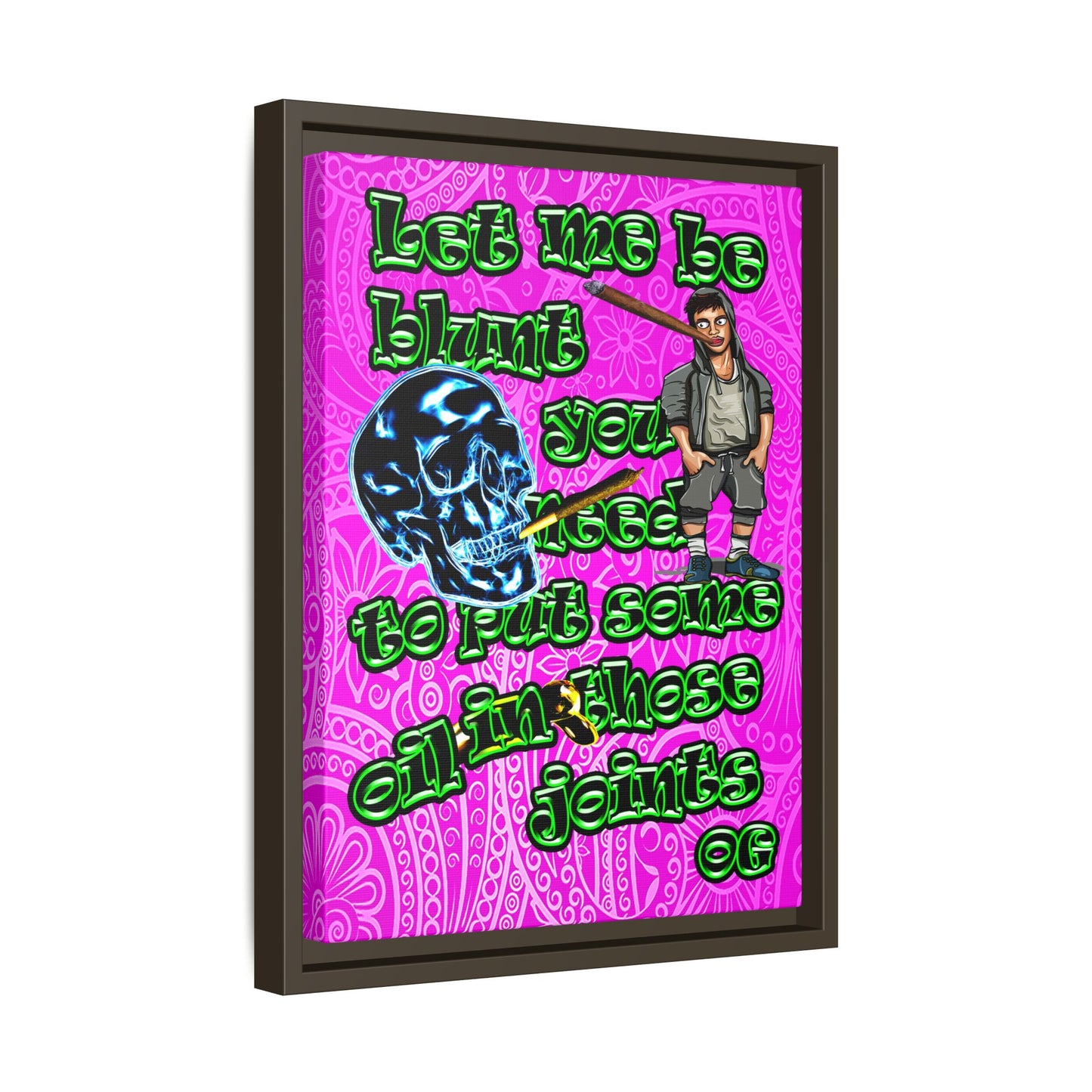og - framed canvas art (pink swirl)