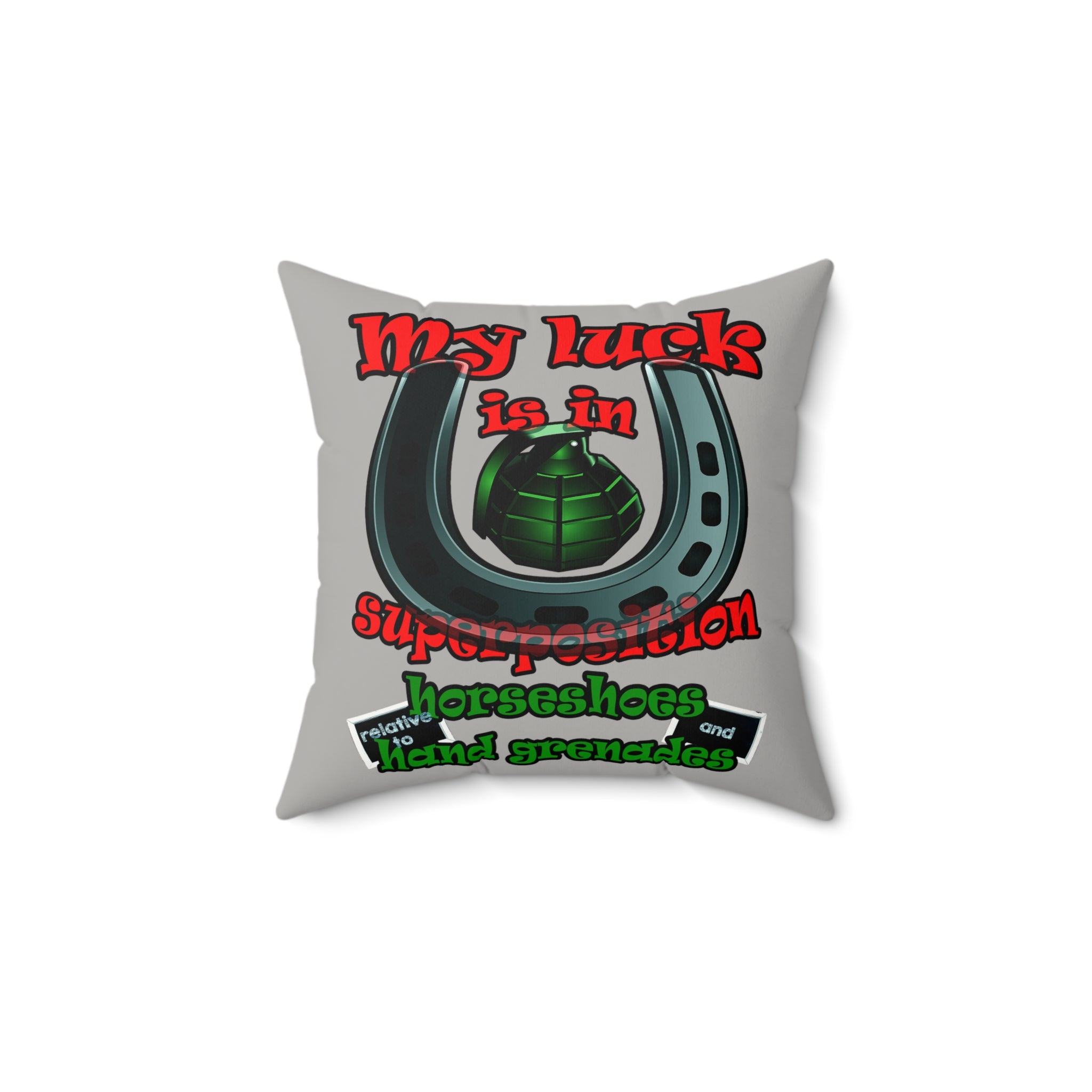 my luck - Faux Suede Square Pillow - (light grey)