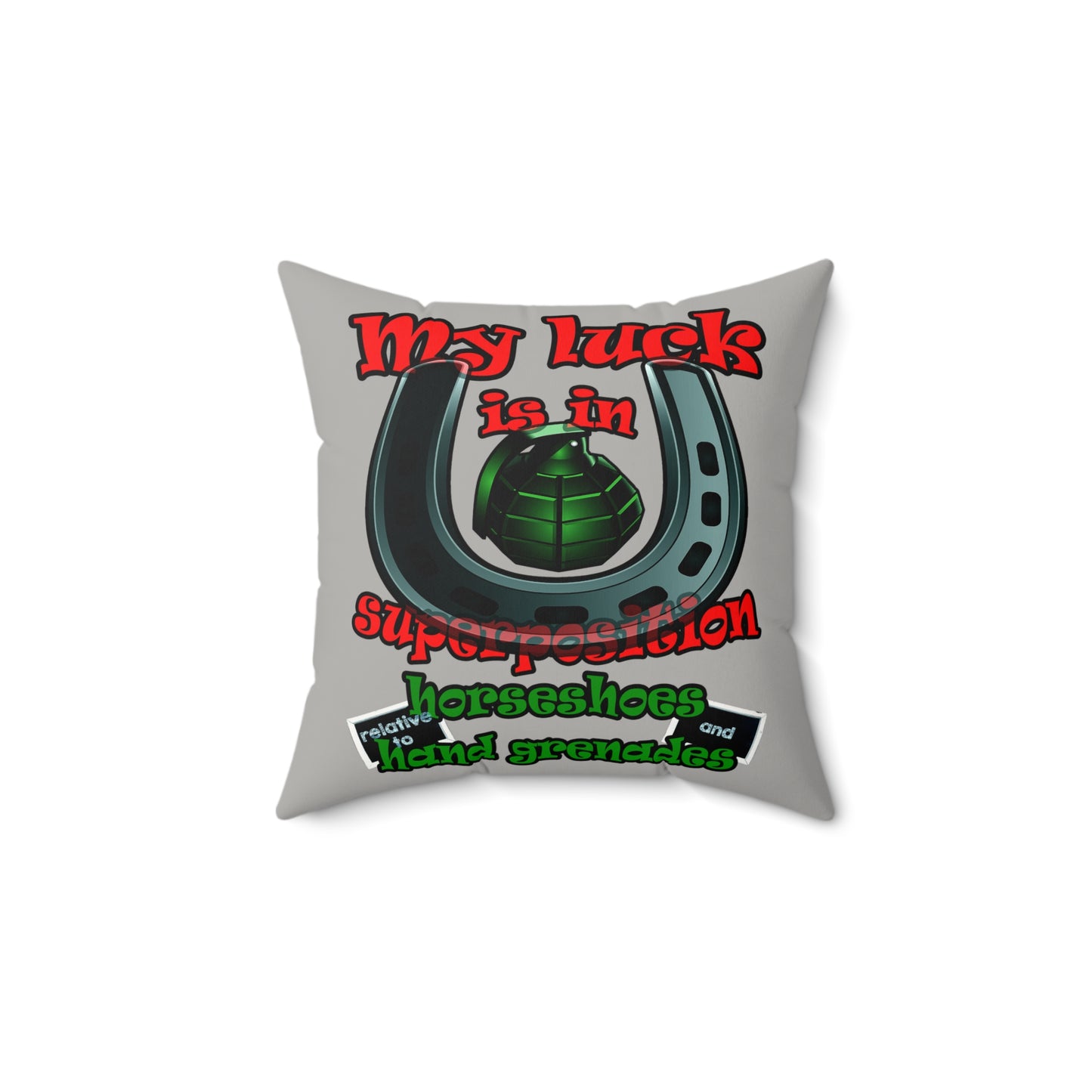 my luck - Faux Suede Square Pillow - (light grey)