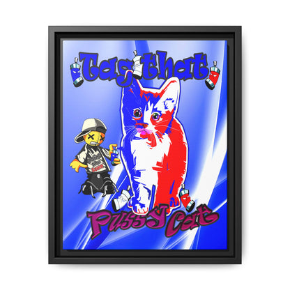 tag that - framed canvas art (blue-white wave)