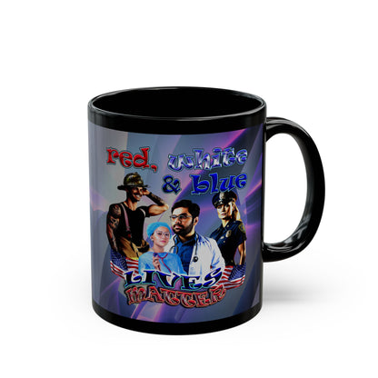rw&b lives matter - Black Mug (grey-pink wave)